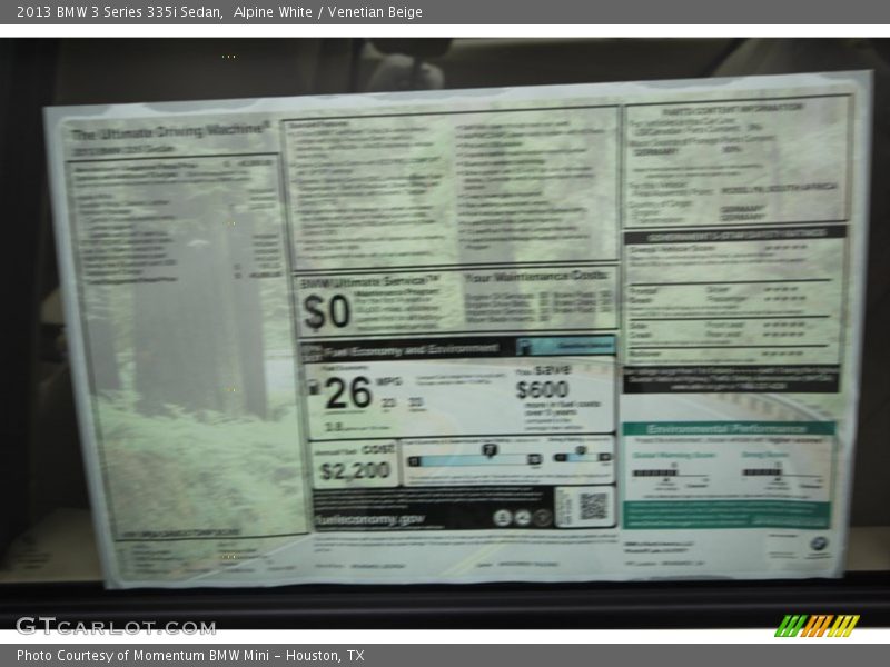 Alpine White / Venetian Beige 2013 BMW 3 Series 335i Sedan