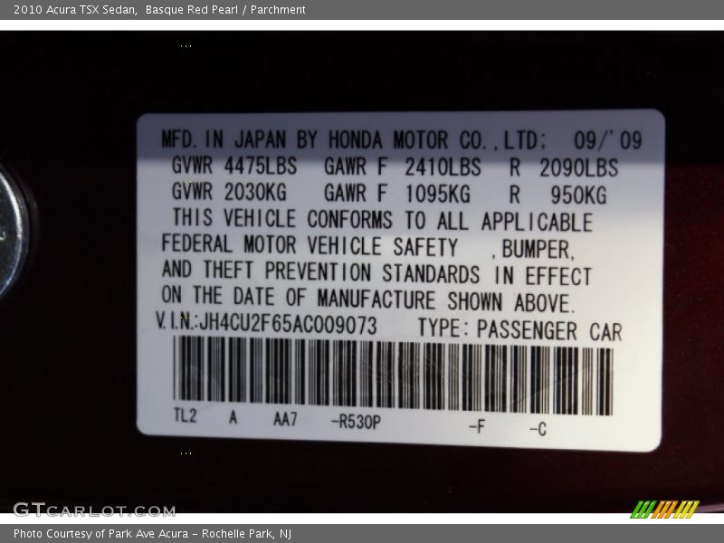 Basque Red Pearl / Parchment 2010 Acura TSX Sedan