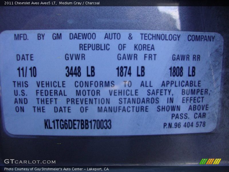 Medium Gray / Charcoal 2011 Chevrolet Aveo Aveo5 LT