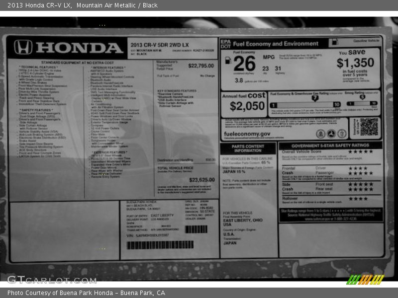 Mountain Air Metallic / Black 2013 Honda CR-V LX