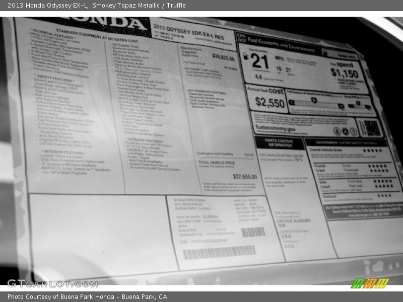 Smokey Topaz Metallic / Truffle 2013 Honda Odyssey EX-L