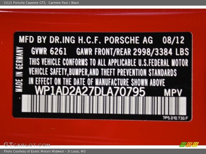 Carmine Red / Black 2013 Porsche Cayenne GTS