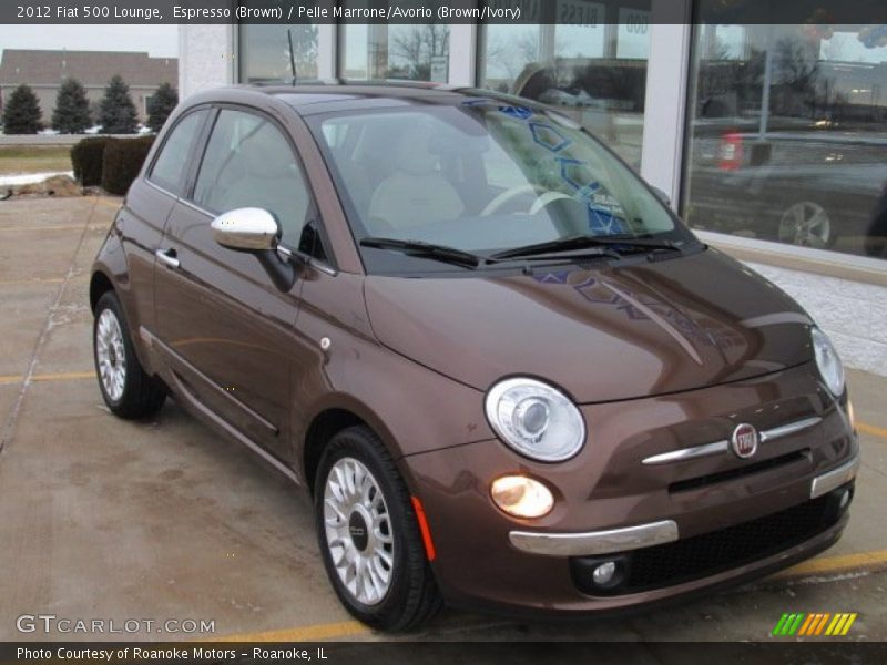 Espresso (Brown) / Pelle Marrone/Avorio (Brown/Ivory) 2012 Fiat 500 Lounge