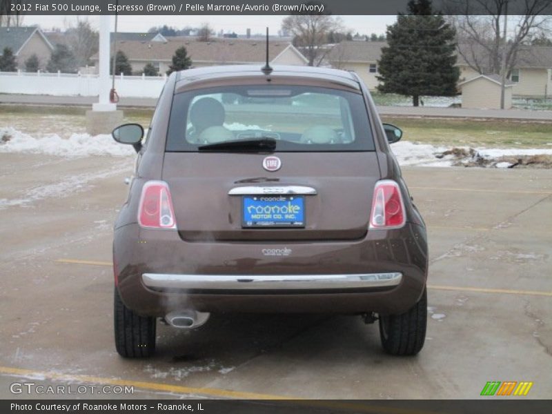 Espresso (Brown) / Pelle Marrone/Avorio (Brown/Ivory) 2012 Fiat 500 Lounge