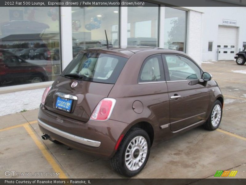 Espresso (Brown) / Pelle Marrone/Avorio (Brown/Ivory) 2012 Fiat 500 Lounge