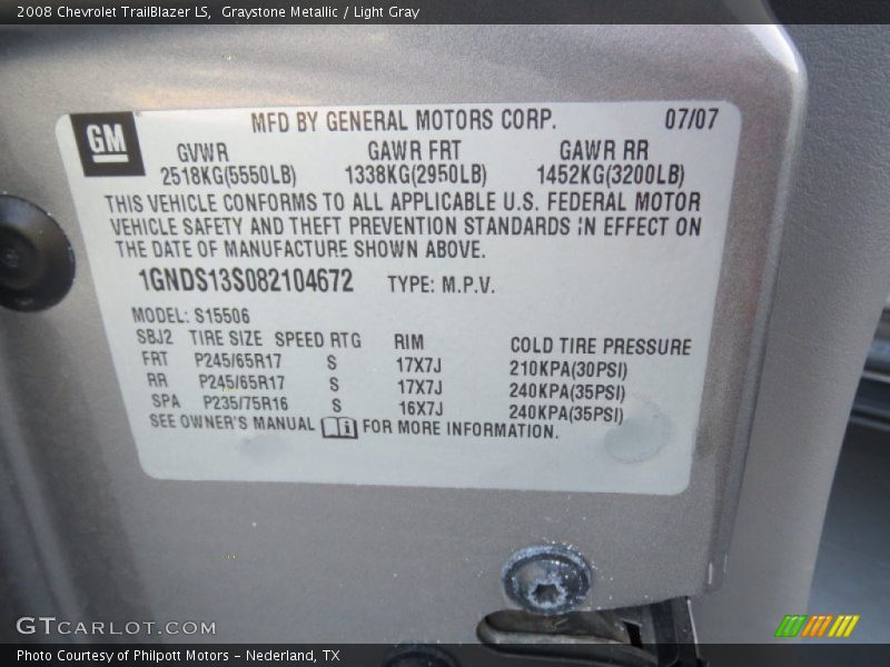 Graystone Metallic / Light Gray 2008 Chevrolet TrailBlazer LS