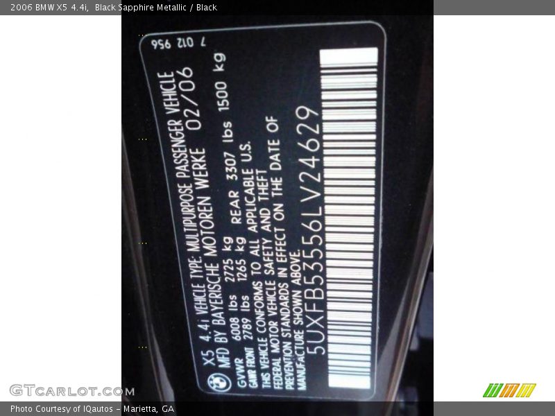 Black Sapphire Metallic / Black 2006 BMW X5 4.4i