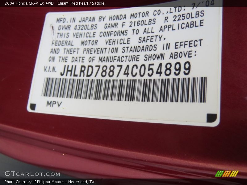 Chianti Red Pearl / Saddle 2004 Honda CR-V EX 4WD
