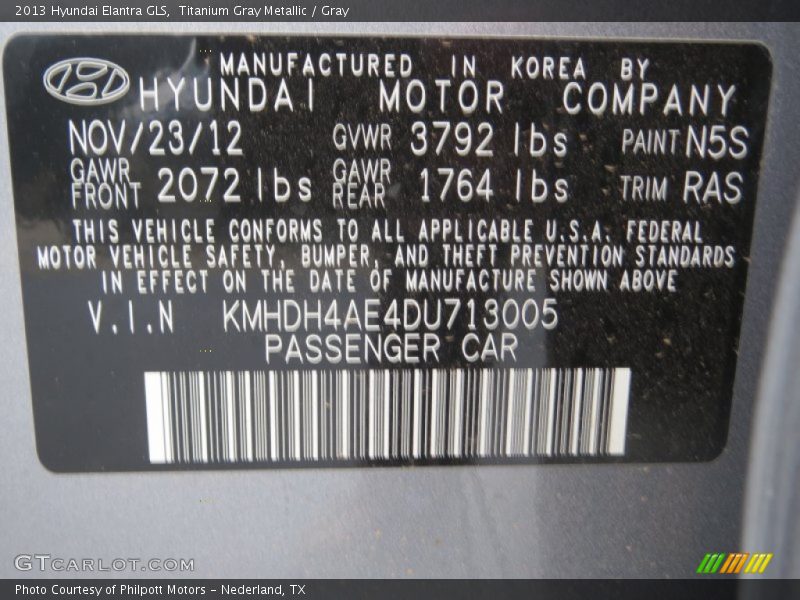 N5S - 2013 Hyundai Elantra GLS