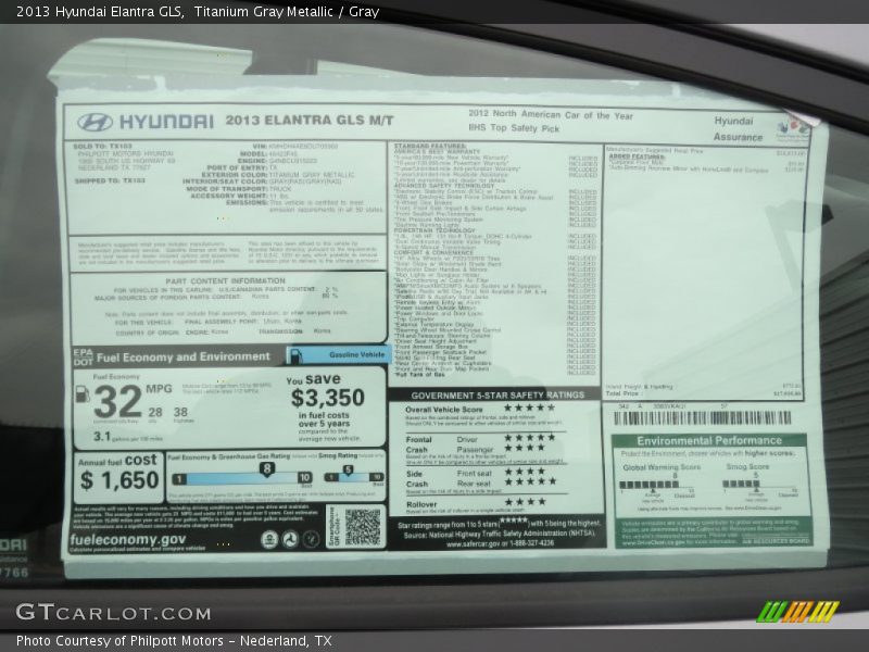 Titanium Gray Metallic / Gray 2013 Hyundai Elantra GLS