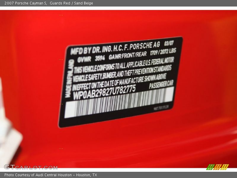 Guards Red / Sand Beige 2007 Porsche Cayman S