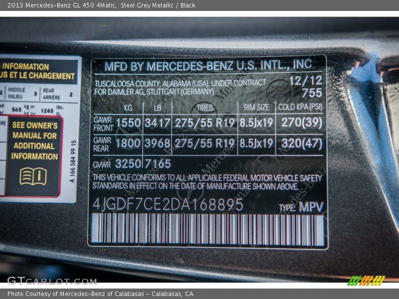 Steel Grey Metallic / Black 2013 Mercedes-Benz GL 450 4Matic