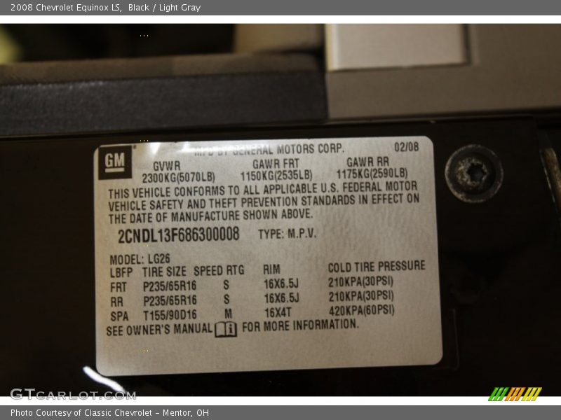 Black / Light Gray 2008 Chevrolet Equinox LS