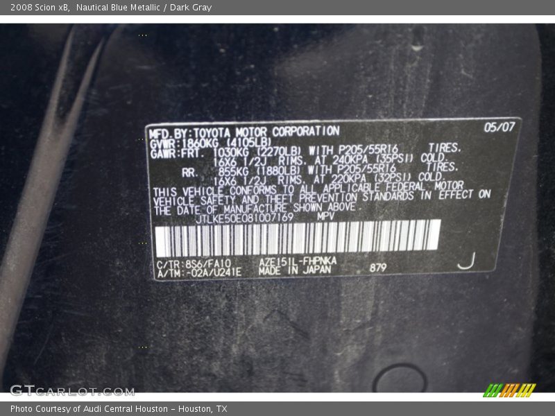 Nautical Blue Metallic / Dark Gray 2008 Scion xB