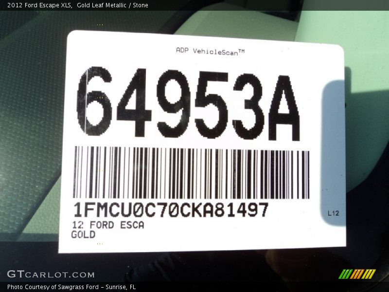Gold Leaf Metallic / Stone 2012 Ford Escape XLS