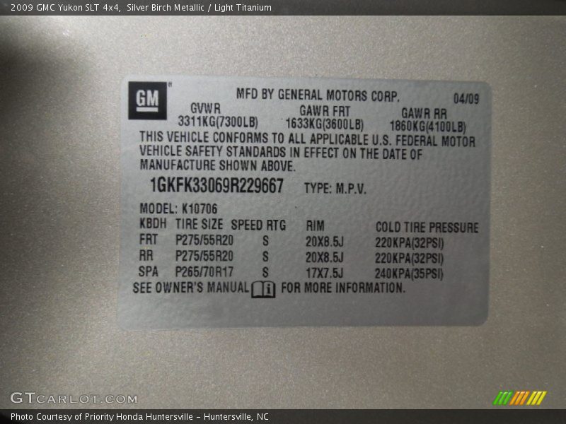 Silver Birch Metallic / Light Titanium 2009 GMC Yukon SLT 4x4