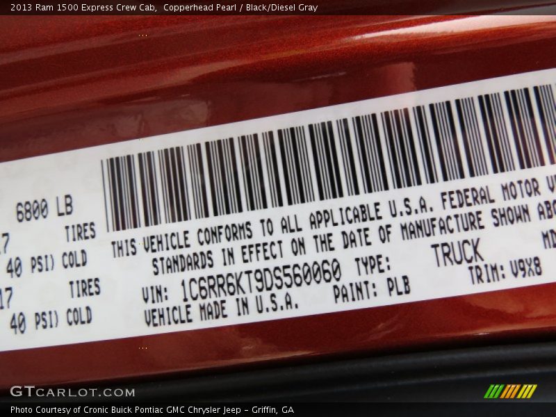 Copperhead Pearl / Black/Diesel Gray 2013 Ram 1500 Express Crew Cab