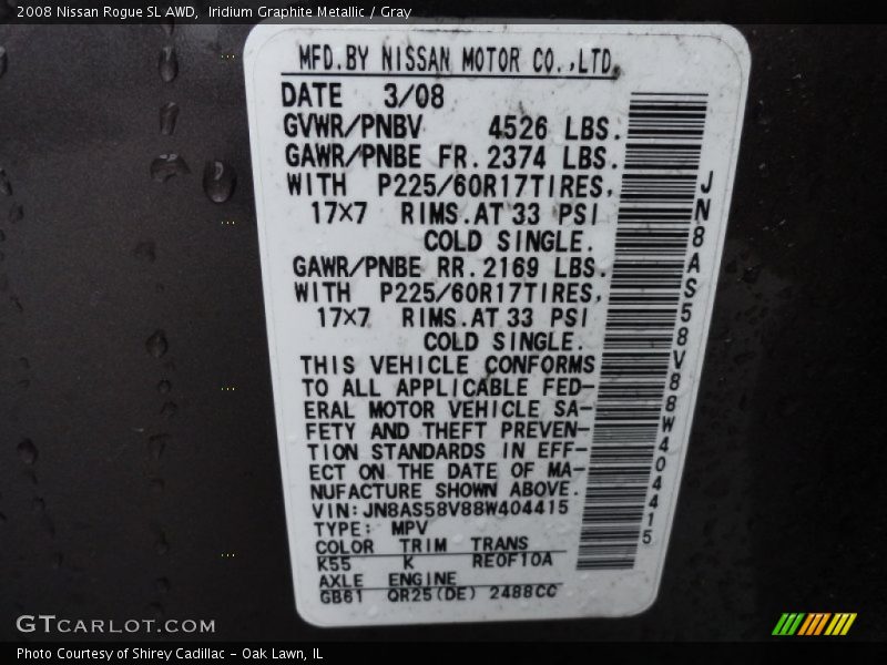 Iridium Graphite Metallic / Gray 2008 Nissan Rogue SL AWD