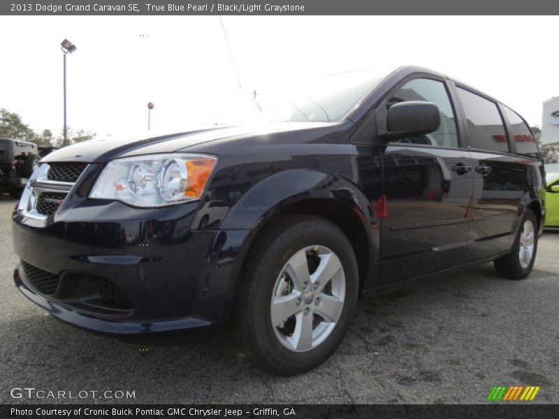 True Blue Pearl / Black/Light Graystone 2013 Dodge Grand Caravan SE
