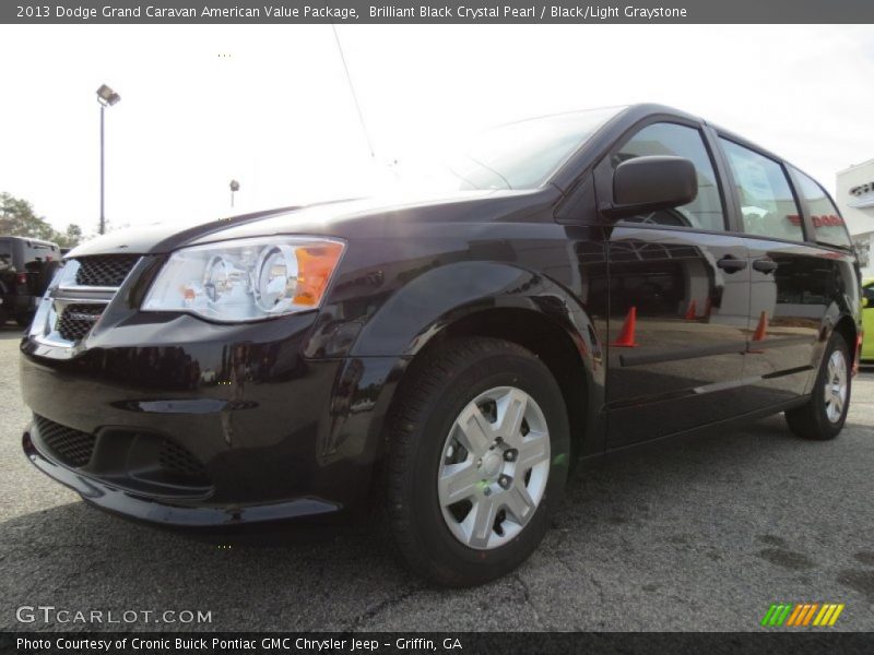 Brilliant Black Crystal Pearl / Black/Light Graystone 2013 Dodge Grand Caravan American Value Package