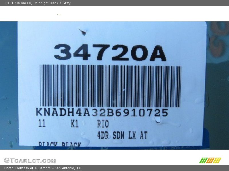 Midnight Black / Gray 2011 Kia Rio LX