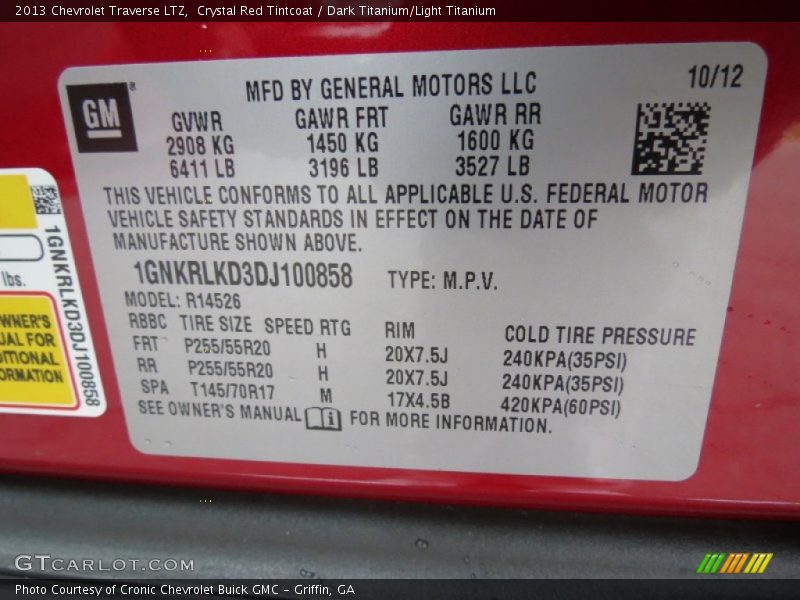 Crystal Red Tintcoat / Dark Titanium/Light Titanium 2013 Chevrolet Traverse LTZ