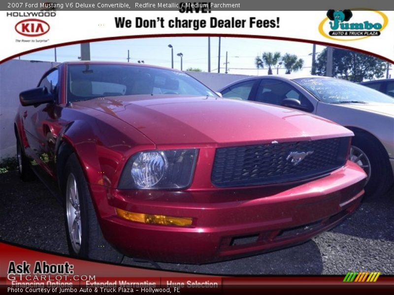 Redfire Metallic / Medium Parchment 2007 Ford Mustang V6 Deluxe Convertible