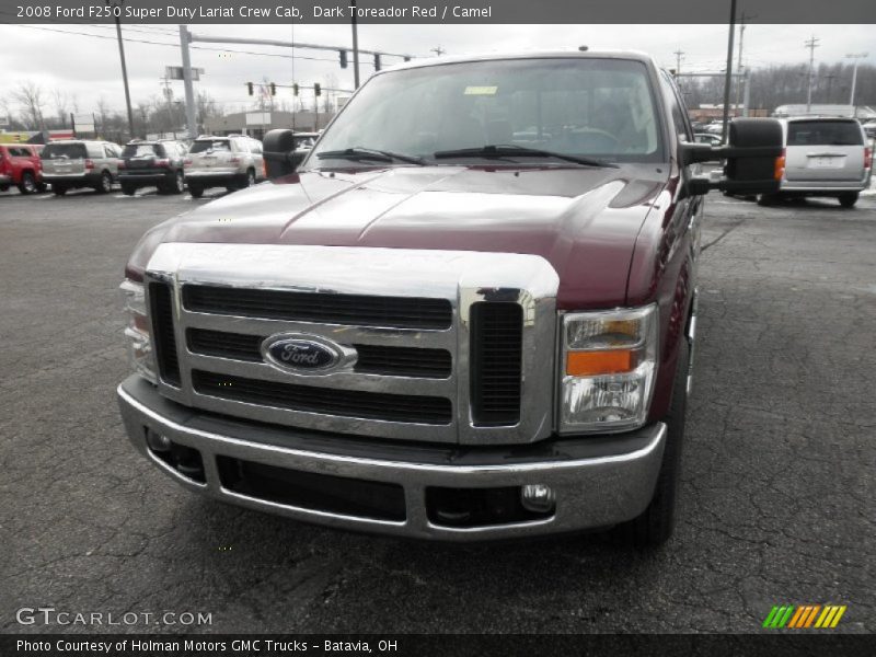 Dark Toreador Red / Camel 2008 Ford F250 Super Duty Lariat Crew Cab