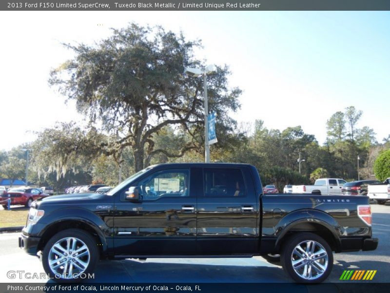 Tuxedo Black Metallic / Limited Unique Red Leather 2013 Ford F150 Limited SuperCrew