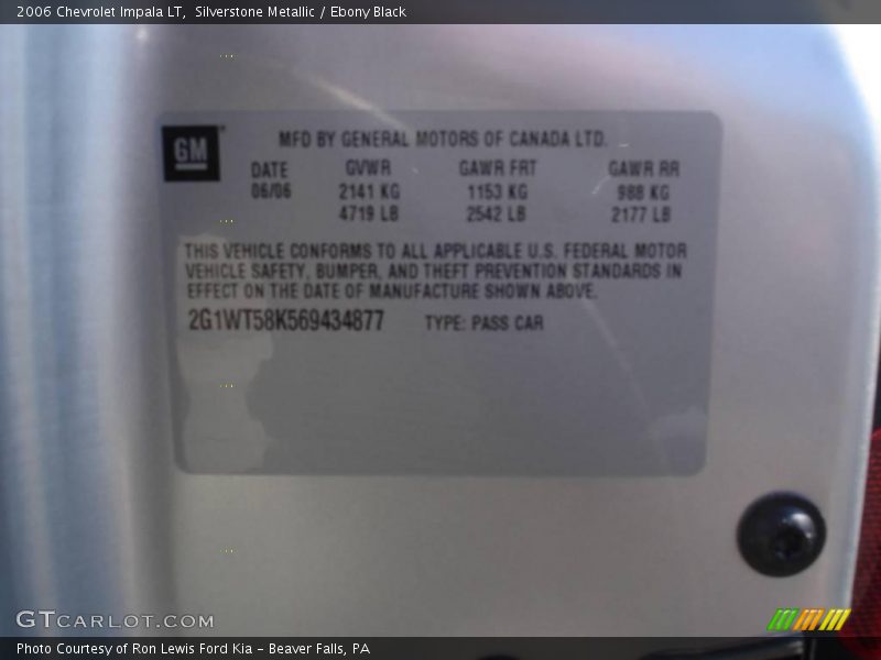 Silverstone Metallic / Ebony Black 2006 Chevrolet Impala LT