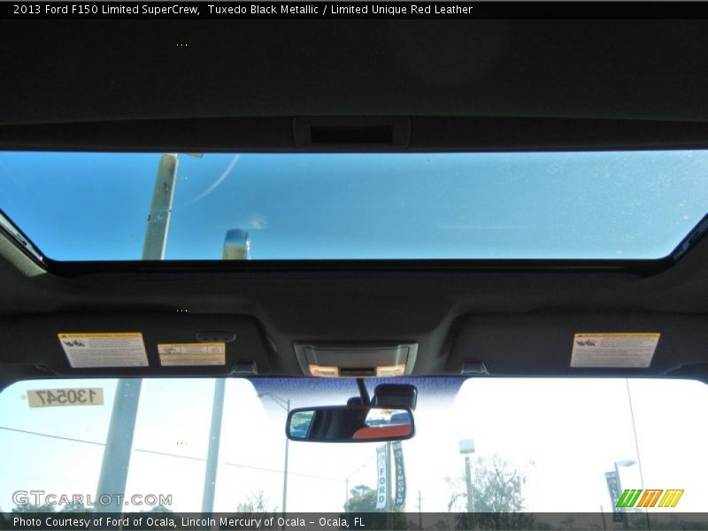 Tuxedo Black Metallic / Limited Unique Red Leather 2013 Ford F150 Limited SuperCrew