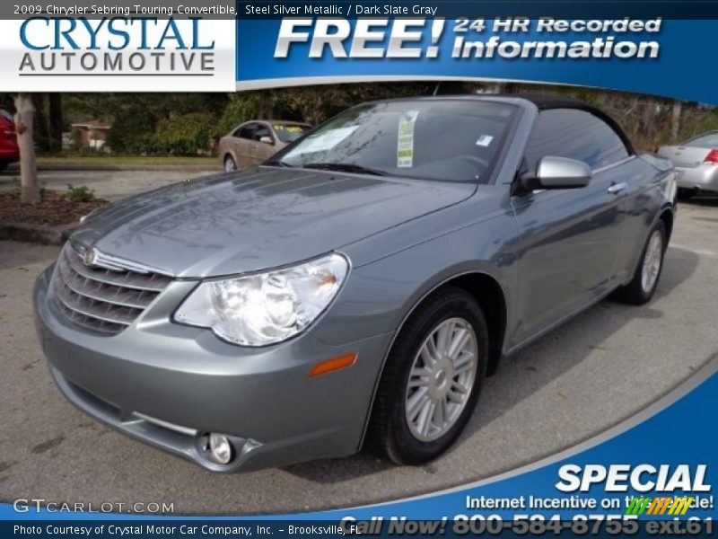 Steel Silver Metallic / Dark Slate Gray 2009 Chrysler Sebring Touring Convertible