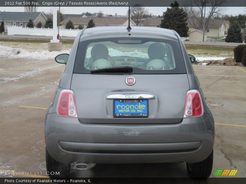 Grigio (Grey) / Tessuto Rosso/Avorio (Red/Ivory) 2012 Fiat 500 Pop