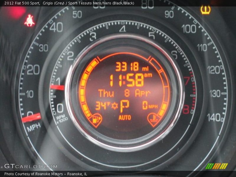 Grigio (Grey) / Sport Tessuto Nero/Nero (Black/Black) 2012 Fiat 500 Sport