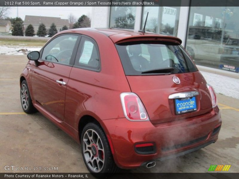 Rame (Copper Orange) / Sport Tessuto Nero/Nero (Black/Black) 2012 Fiat 500 Sport