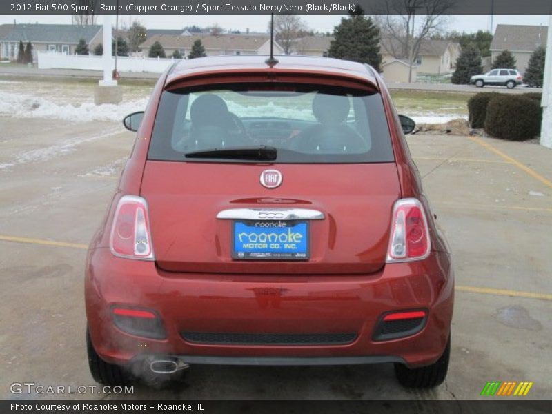 Rame (Copper Orange) / Sport Tessuto Nero/Nero (Black/Black) 2012 Fiat 500 Sport