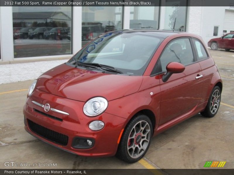 Rame (Copper Orange) / Sport Tessuto Nero/Nero (Black/Black) 2012 Fiat 500 Sport