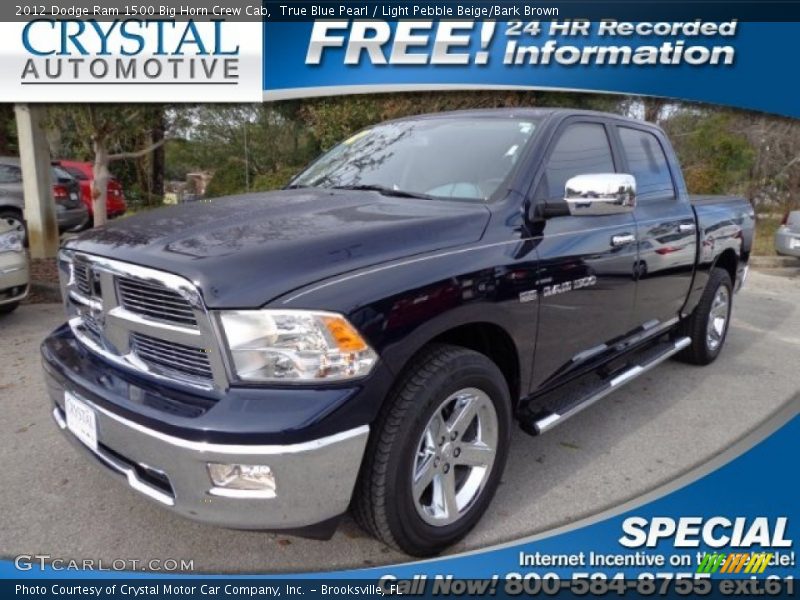 True Blue Pearl / Light Pebble Beige/Bark Brown 2012 Dodge Ram 1500 Big Horn Crew Cab