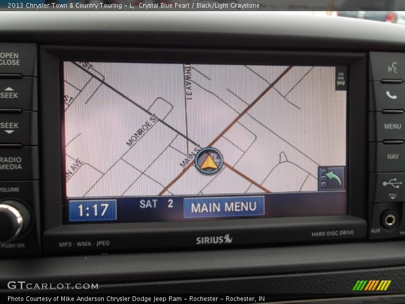 Crystal Blue Pearl / Black/Light Graystone 2013 Chrysler Town & Country Touring - L