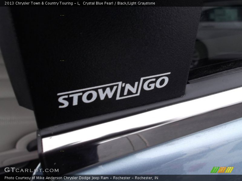 Crystal Blue Pearl / Black/Light Graystone 2013 Chrysler Town & Country Touring - L