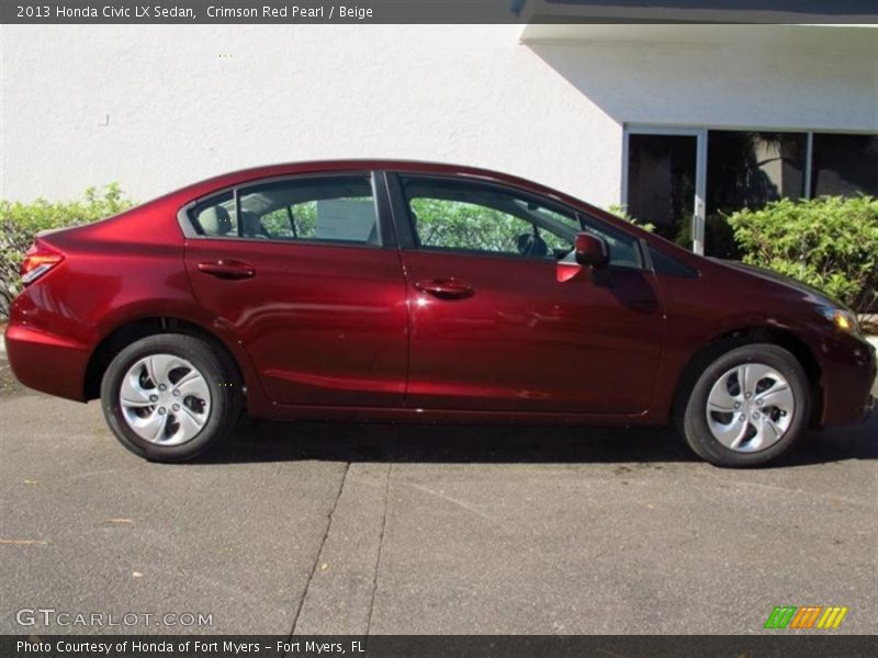 Crimson Red Pearl / Beige 2013 Honda Civic LX Sedan