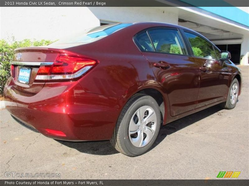 Crimson Red Pearl / Beige 2013 Honda Civic LX Sedan