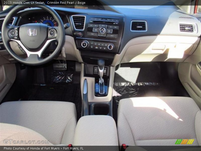 Crimson Red Pearl / Beige 2013 Honda Civic LX Sedan