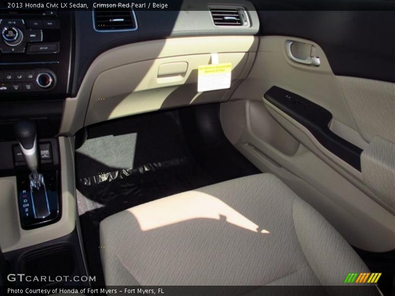Crimson Red Pearl / Beige 2013 Honda Civic LX Sedan