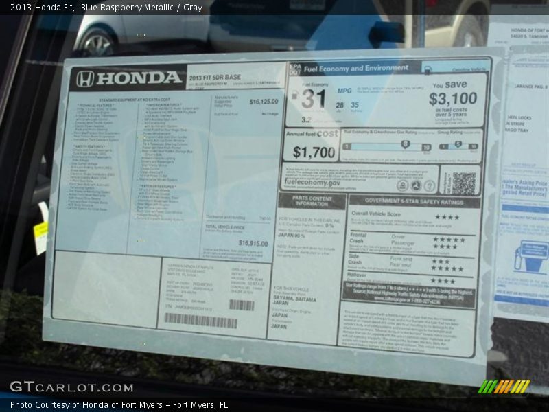 Blue Raspberry Metallic / Gray 2013 Honda Fit