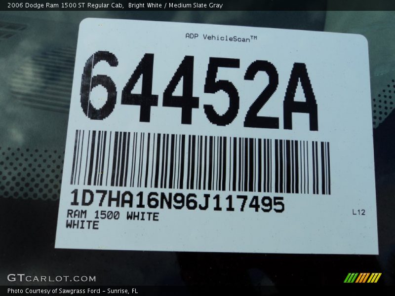 Bright White / Medium Slate Gray 2006 Dodge Ram 1500 ST Regular Cab