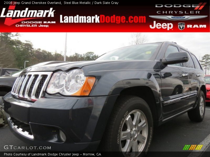 Steel Blue Metallic / Dark Slate Gray 2008 Jeep Grand Cherokee Overland