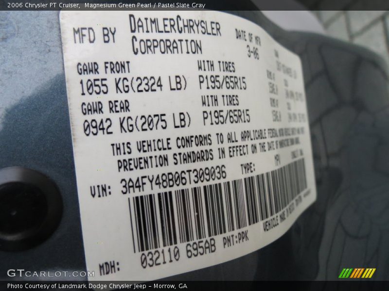 Magnesium Green Pearl / Pastel Slate Gray 2006 Chrysler PT Cruiser