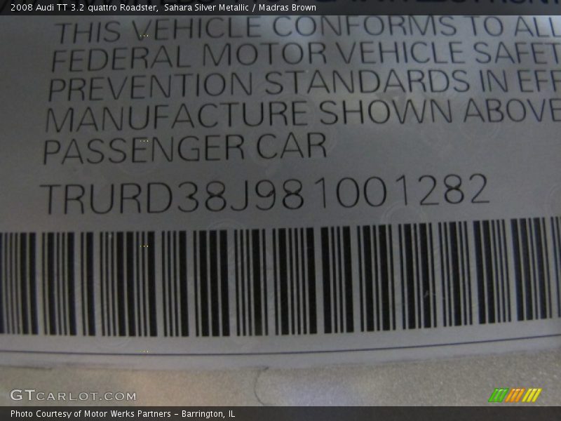 Sahara Silver Metallic / Madras Brown 2008 Audi TT 3.2 quattro Roadster