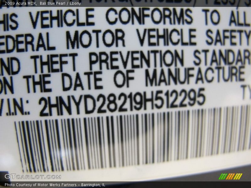 Bali Blue Pearl / Ebony 2009 Acura MDX